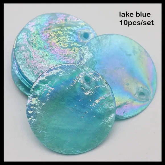 10, 25mm Round Iridescent Yellow Shell Charms | Jewelry, Home & Clothing | New - Picture 3 of 10